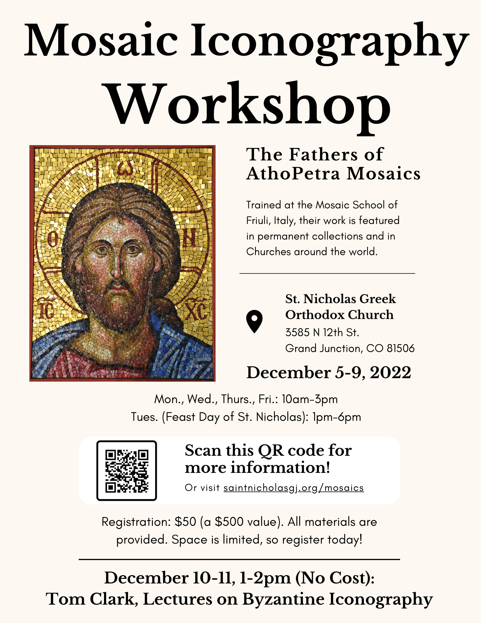 Mosaic Iconography Workshop in December